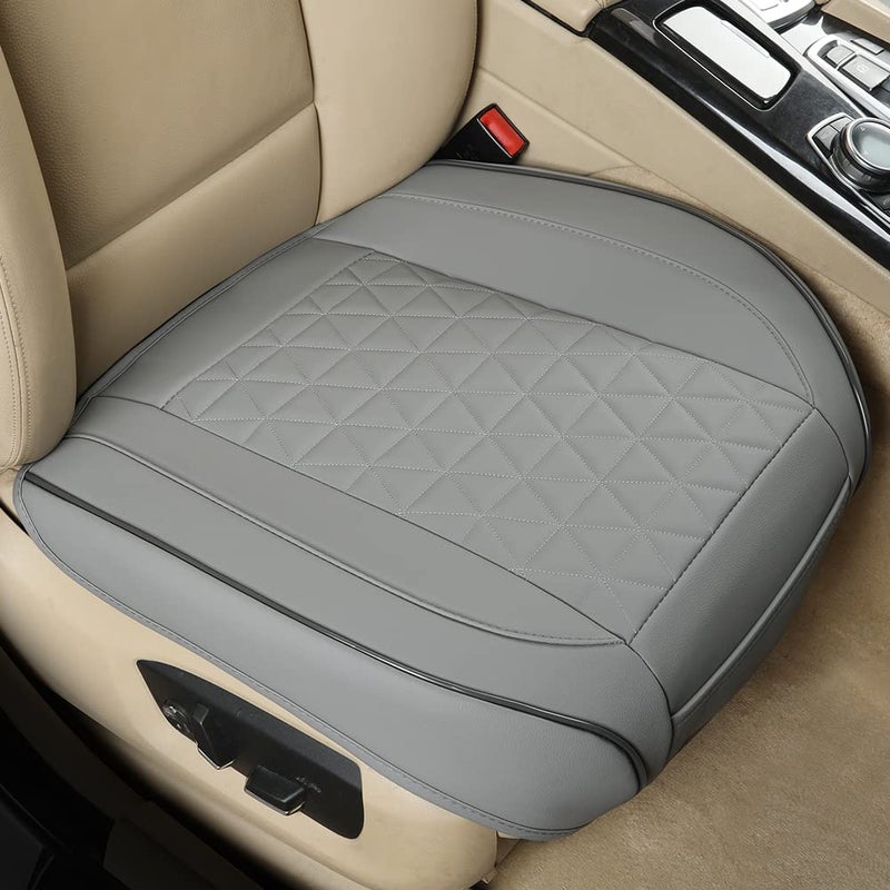 Black Panther Luxury Faux Leather Car Seat Cover for Front Bottom Seat, Anti-Slip and Wrap Around The Bottom, Fits 95% of Vehicles - 1 Piece,Light Gray - Image 1